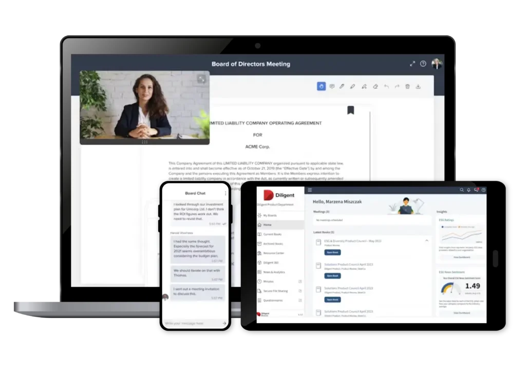 Solución Diligent Board para gobernanza y gestión de consejos.